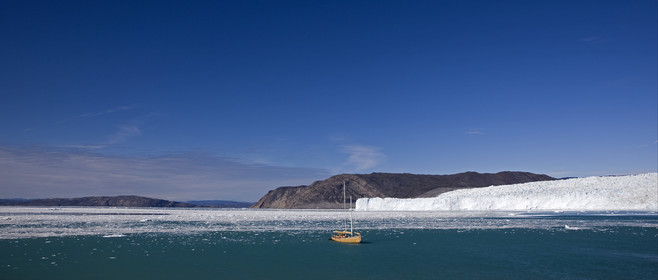 Schooner LA LOUISE sailing on west coast of Greenland.