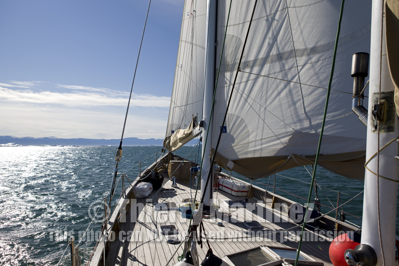 Schooner LA LOUISE sailing on west coast of Greenland.