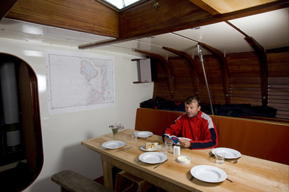 Schooner LA LOUISE sailing on west coast of Greenland.