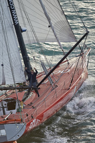 Départ de Jeff Pellet (FRA) sur son bateau COME IN VENDEE POUR UN TOUR DU MONDE;