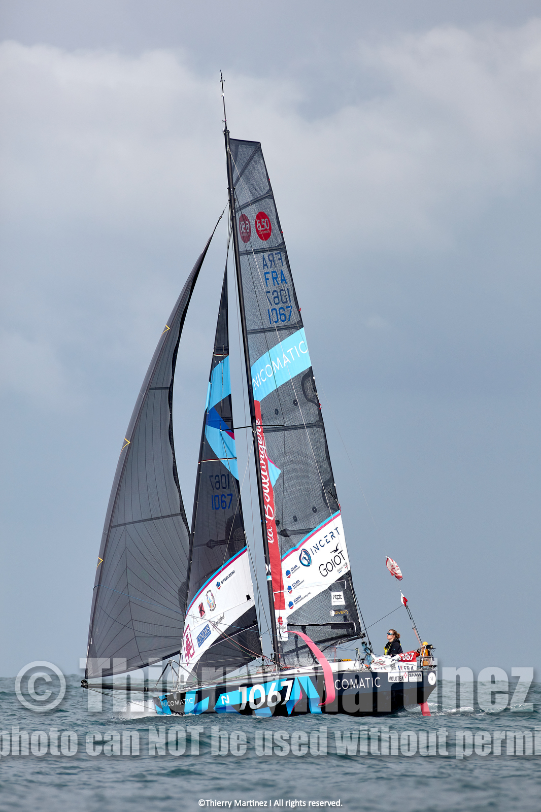 23_22736   © Thierry Martinez. LES SABLES D'OLONNE, 85 - FRANCE 25 septembre 2023.Départ MINI TRANSAT 2023. Départ du Dimanche 24 septembre retardé au Lundi 25 Sept .Les Sables d’Olonne (FRA)    Santa Cruz de la Palma ( Canaries)    St François ( Guadeloupe): 4050 NM.