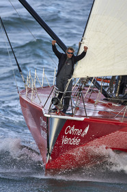 Départ de Jeff Pellet (FRA) sur son bateau COME IN VENDEE POUR UN TOUR DU MONDE;
