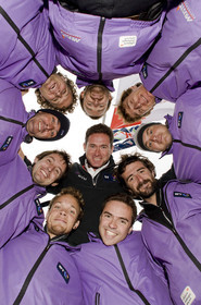 2008 VENDEE GLOBE, Seb JOSSE (FRA) BT and shore crew.