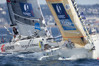 22_33276   © Thierry Martinez.PORT LA FORET, FRANCE. 28 Aout  2022.53éme édition de la Solitaire du Figaro.Départ de la 2éme étape , Port La Forêt   Royan (635NM).