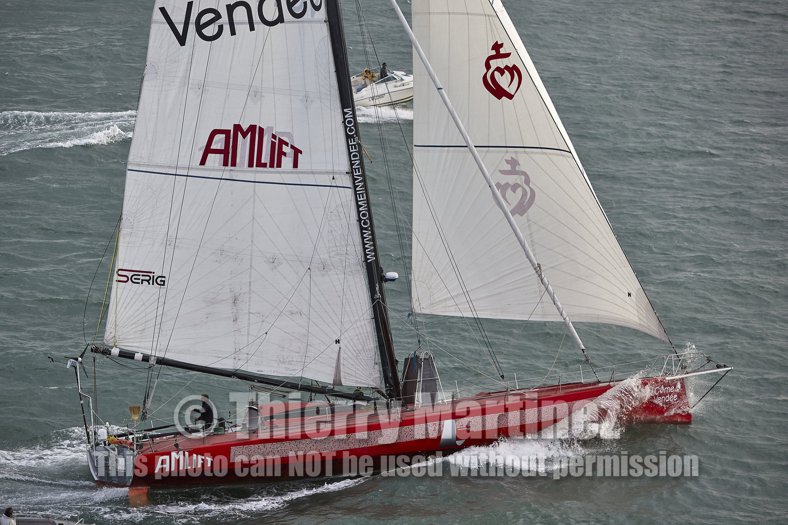 Départ de Jeff Pellet (FRA) sur son bateau COME IN VENDEE POUR UN TOUR DU MONDE;