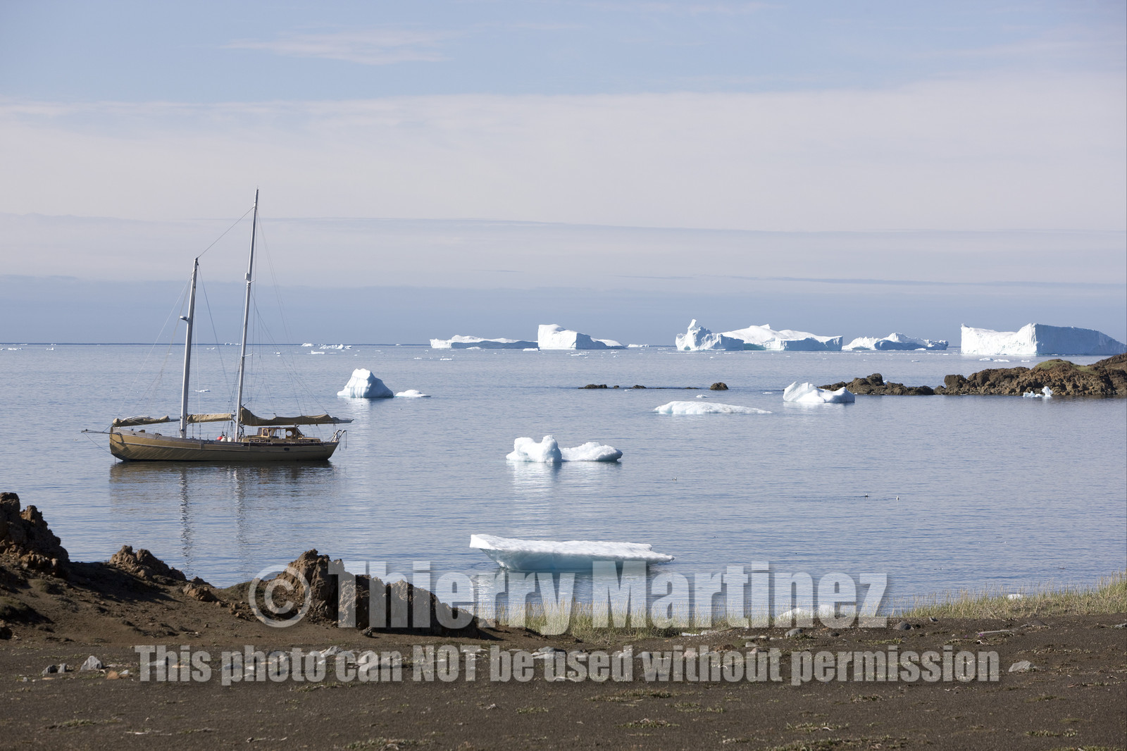 Schooner LA LOUISE sailing on west coast of Greenland.