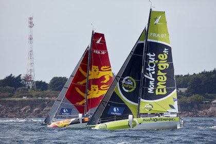 22_33010   © Thierry Martinez.PORT LA FORET, FRANCE. 28 Aout  2022.53éme édition de la Solitaire du Figaro.Départ de la 2éme étape , Port La Forêt   Royan (635NM).