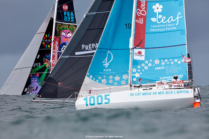 23_22424   © Thierry Martinez. LES SABLES D'OLONNE, 85 - FRANCE 25 septembre 2023.Départ MINI TRANSAT 2023. Départ du Dimanche 24 septembre retardé au Lundi 25 Sept .Les Sables d’Olonne (FRA)    Santa Cruz de la Palma ( Canaries)    St François ( Guadeloupe): 4050 NM.