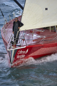 Départ de Jeff Pellet (FRA) sur son bateau COME IN VENDEE POUR UN TOUR DU MONDE;
