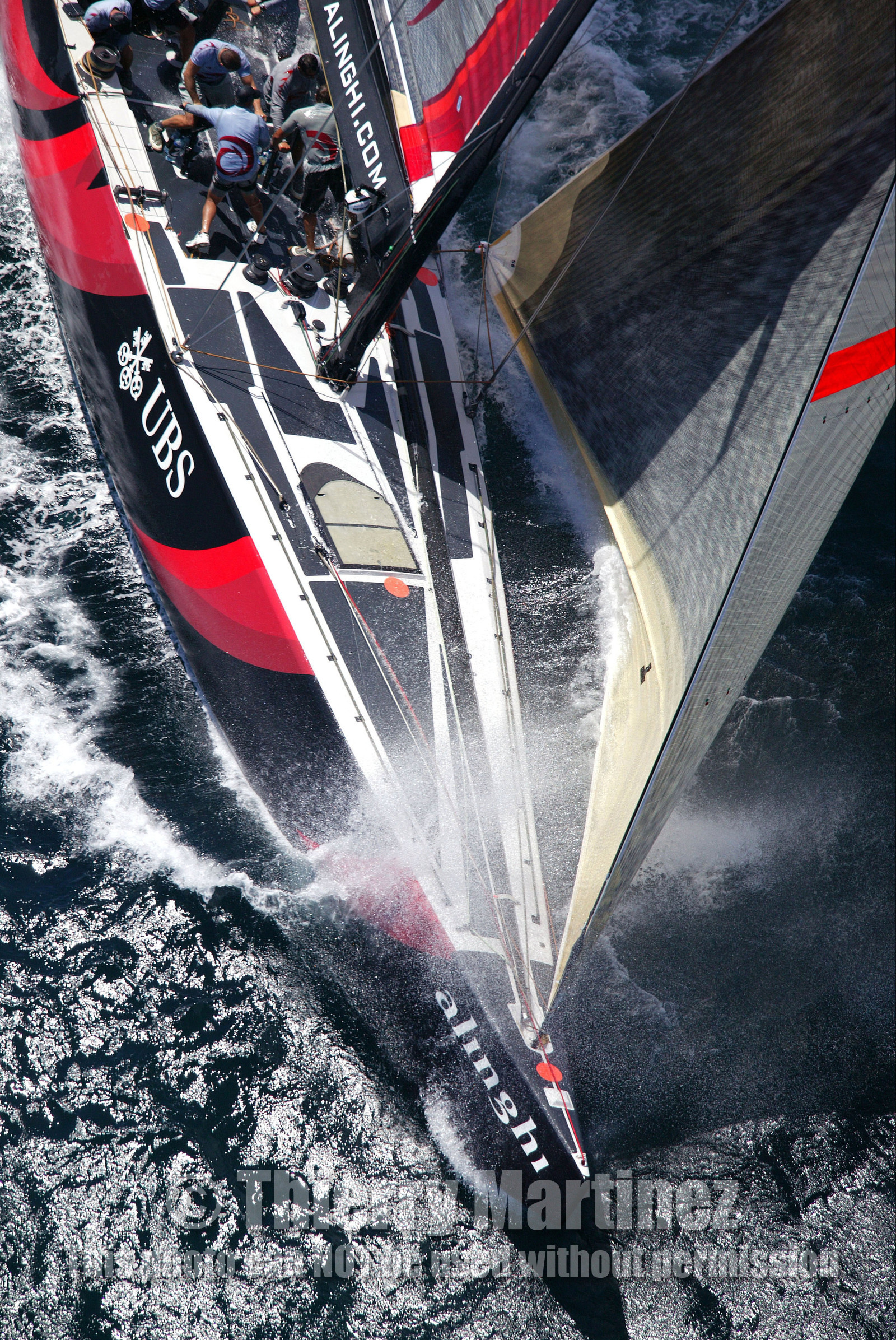 03_0910D © Th.Martinez. Auckland   New Zealand. 15 02 03 America's Cup Day 1.Alinghi (SUI64) vs Team New Zealand (NZL82) SUI64