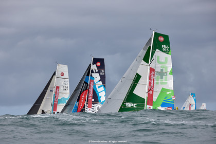 23_21985   © Thierry Martinez. LES SABLES D'OLONNE, 85 - FRANCE 25 septembre 2023.Départ MINI TRANSAT 2023. Départ du Dimanche 24 septembre retardé au Lundi 25 Sept .Les Sables d’Olonne (FRA)    Santa Cruz de la Palma ( Canaries)    St François ( Guadeloupe): 4050 NM.