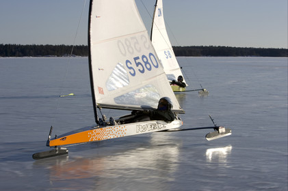 Ice Boats in Stockholm Archipelago - March 2005.