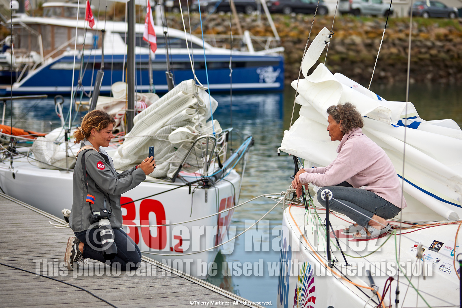 23_21594   © Thierry Martinez. LES SABLES D'OLONNE, 85 - FRANCE 25 septembre 2023.Départ MINI TRANSAT 2023. Départ du Dimanche 24 septembre retardé au Lundi 25 Sept .Les Sables d’Olonne (FRA)    Santa Cruz de la Palma ( Canaries)    St François ( Guadeloupe): 4050 NM.