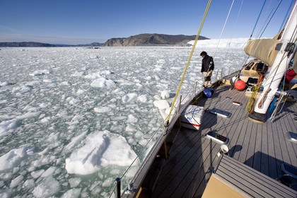 Schooner LA LOUISE sailing on west coast of Greenland.