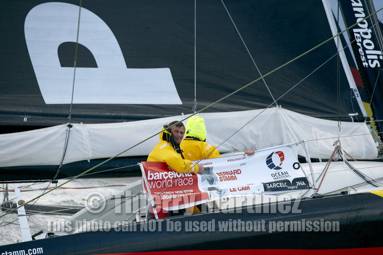 2014 BARCELONA WORLD RACE. Bernard Stamm (SUI) & Jean Le Cam (FRA) on CHEMINEES POUJOULAT