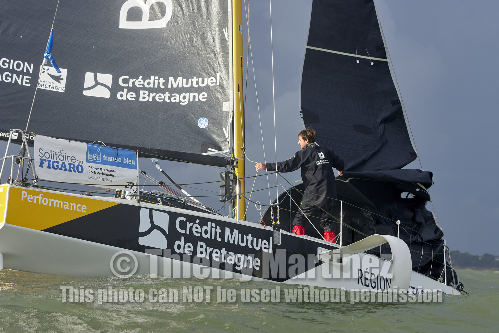 22_35049   © Thierry Martinez.ST NAZAIRE, FRANCE.07 Sept 2022.53éme édition de la Solitaire du Figaro.Arrivée de la 3éme étape , Ronan    St Nazaire.Tom Laperche (Région Bretagne-CMB Performance) vainqueur de l’étape et de l’édition de la Solitaire du Figaro 2022.