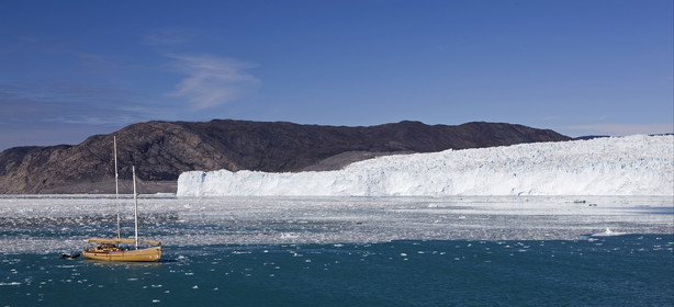 Schooner LA LOUISE sailing on west coast of Greenland.
