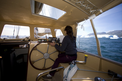 Schooner LA LOUISE sailing on west coast of Greenland.