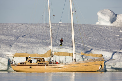 Schooner LA LOUISE sailing on west coast of Greenland.