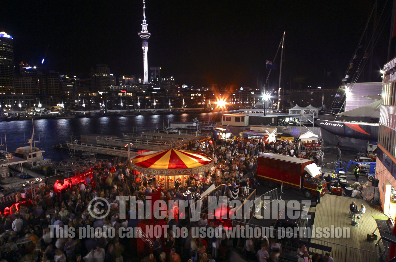 03_1497D ©Th.MartinezAuckland (NZ) . America's Cup 2003. 2nd March 2003. Winning party aT Alinghi base..Alinghi Team winner of America's Cup 2003...