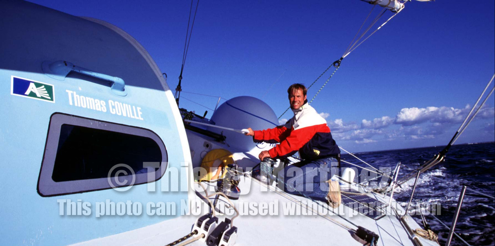 ©Thierry Martinez   Sea&Co..ROUTE DU RHUM  1998  Thomas Coville (FRA) AQUITAINE INNOVATIONS.