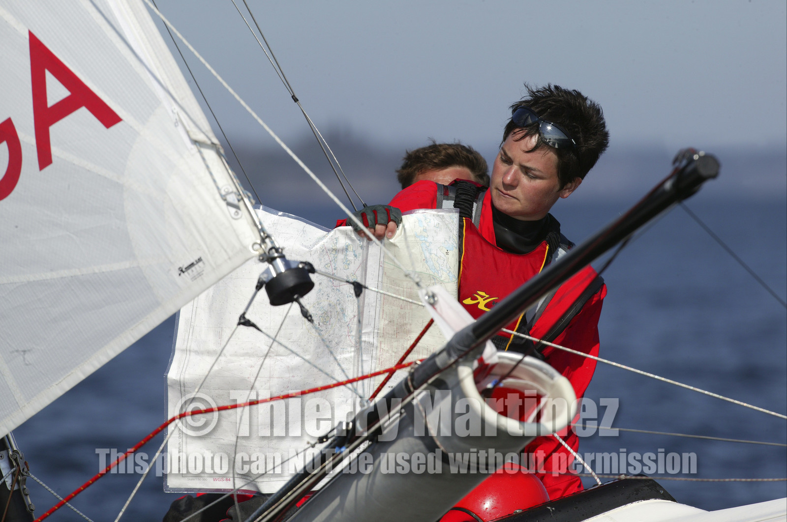 03_3081D  © Th.Martinez,STOCKHOLM ARCHIPELAGO - SWEDEN8 07 03-Archipelago Raid (2003)  Day 1..OMEGA NICK MOLONEY (AUS) at the helm and Ellen MacArthur (UK) at the navigation