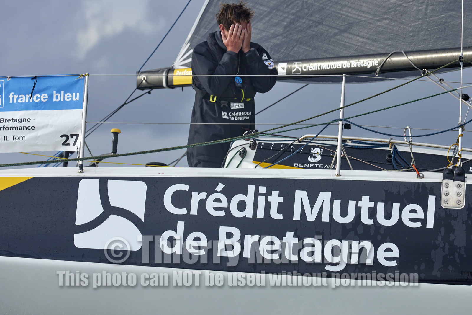 22_34970   © Thierry Martinez.ST NAZAIRE, FRANCE.07 Sept 2022.53éme édition de la Solitaire du Figaro.Arrivée de la 3éme étape , Ronan    St Nazaire.Tom Laperche (Région Bretagne-CMB Performance) vainqueur de l’étape et de l’édition de la Solitaire du Figaro 2022.