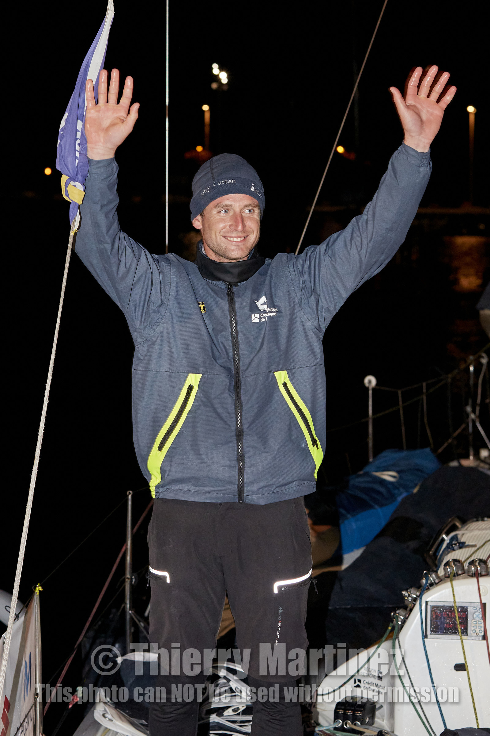 22_35111   © Thierry Martinez.ST NAZAIRE, FRANCE.07 Sept 2022.53éme édition de la Solitaire du Figaro.Arrivée de la 3éme étape , Royan    St Nazaire.Tom Laperche (Région Bretagne-CMB Performance) vainqueur de l’étape et de l’édition de la Solitaire du Figaro 2022.