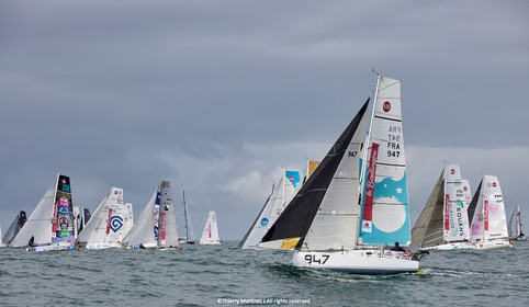 23_21833   © Thierry Martinez. LES SABLES D'OLONNE, 85 - FRANCE 25 septembre 2023.Départ MINI TRANSAT 2023. Départ du Dimanche 24 septembre retardé au Lundi 25 Sept .Les Sables d’Olonne (FRA)    Santa Cruz de la Palma ( Canaries)    St François ( Guadeloupe): 4050 NM.