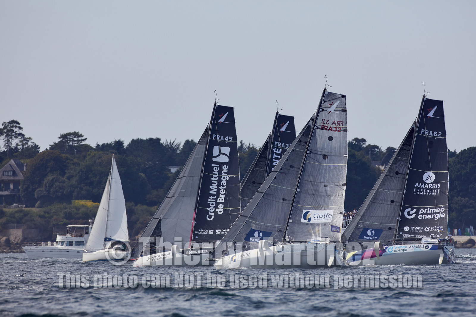 22_32960   © Thierry Martinez.PORT LA FORET, FRANCE. 28 Aout  2022.53éme édition de la Solitaire du Figaro.Départ de la 2éme étape , Port La Forêt   Royan (635NM).