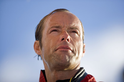 Thomas Coville(FRA) training on board trimaran SODEB'O for 2006 Route du Rhum.