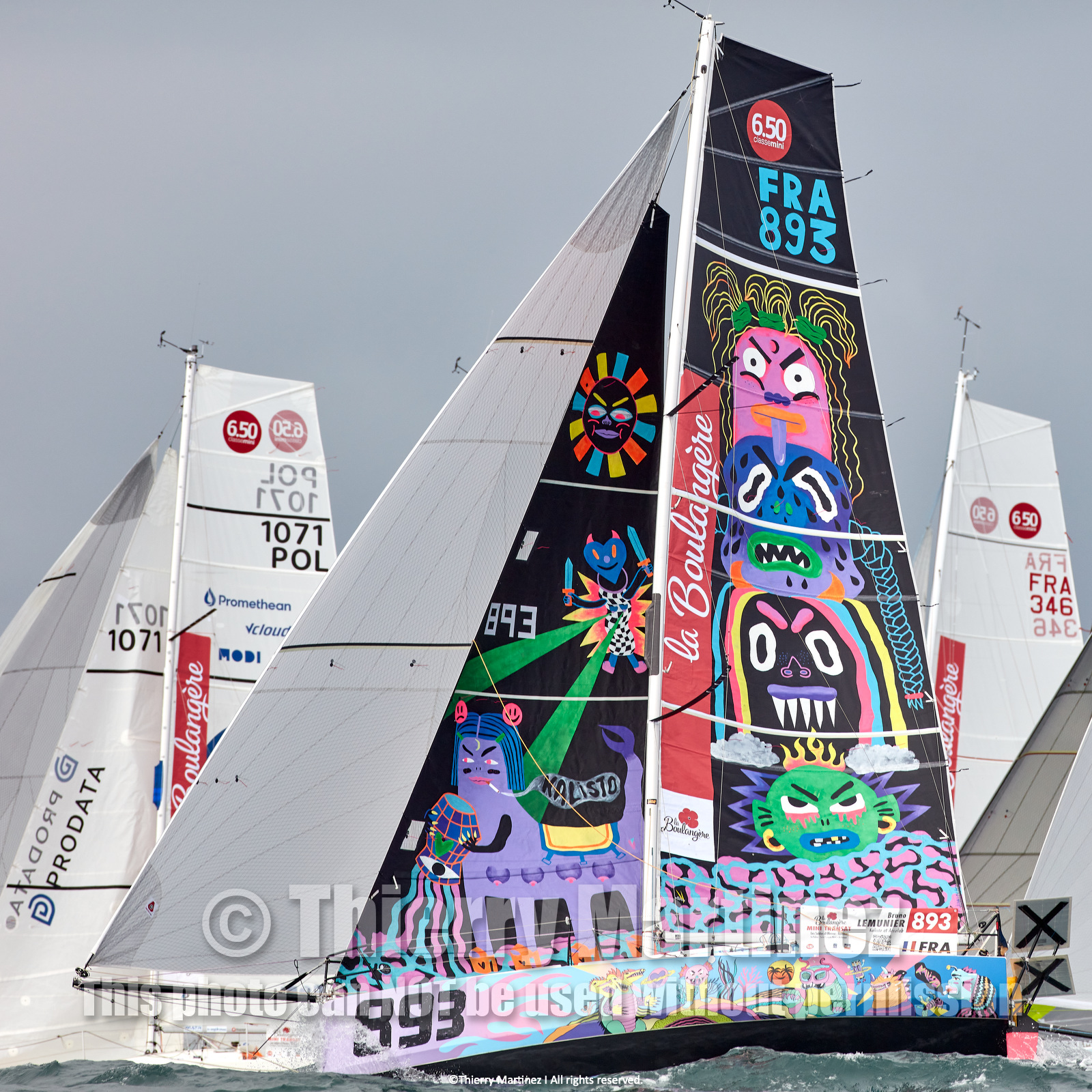 23_22384   © Thierry Martinez. LES SABLES D'OLONNE, 85 - FRANCE 25 septembre 2023.Départ MINI TRANSAT 2023. Départ du Dimanche 24 septembre retardé au Lundi 25 Sept .Les Sables d’Olonne (FRA)    Santa Cruz de la Palma ( Canaries)    St François ( Guadeloupe): 4050 NM.