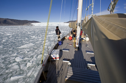 Schooner LA LOUISE sailing on west coast of Greenland.