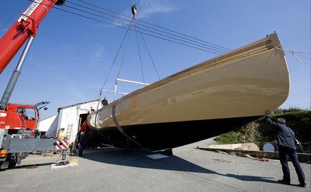 Launch of Thierry Dubois (FRA) new schooner LA LOUISE
