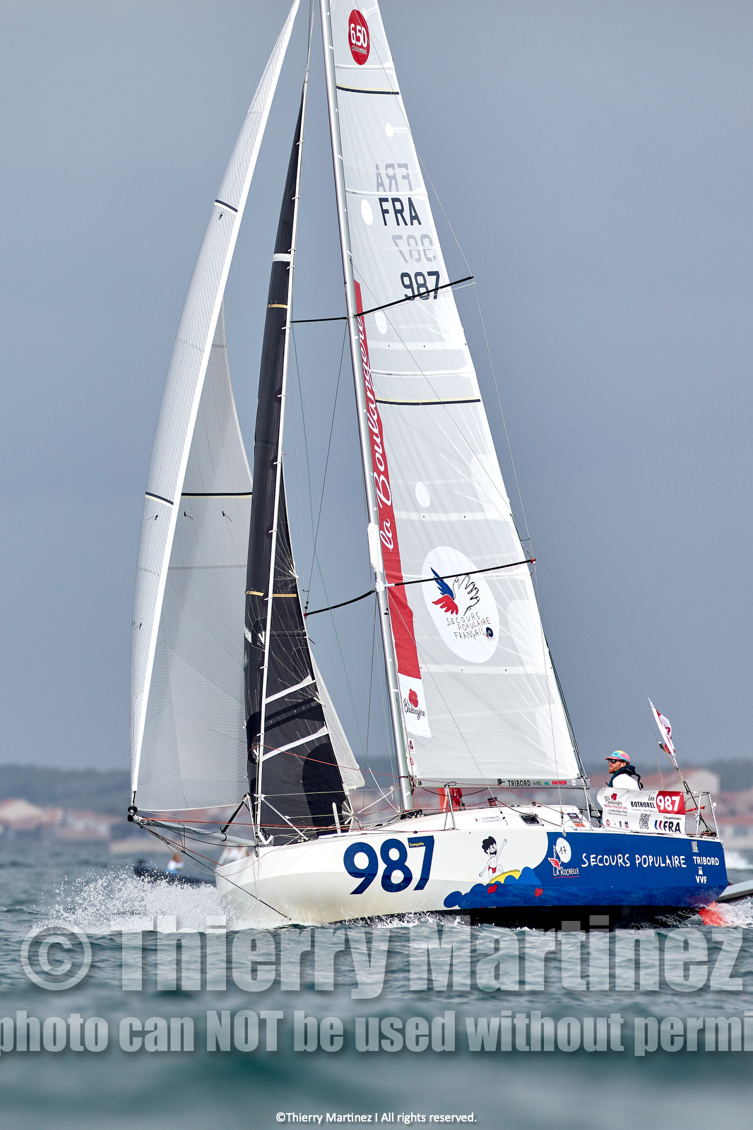 23_22622   © Thierry Martinez. LES SABLES D'OLONNE, 85 - FRANCE 25 septembre 2023.Départ MINI TRANSAT 2023. Départ du Dimanche 24 septembre retardé au Lundi 25 Sept .Les Sables d’Olonne (FRA)    Santa Cruz de la Palma ( Canaries)    St François ( Guadeloupe): 4050 NM.