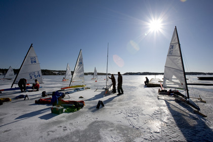 Ice Boats in Stockholm Archipelago - March 2005.