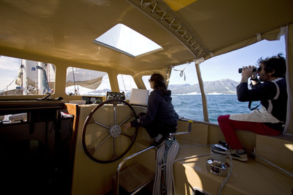 Schooner LA LOUISE sailing on west coast of Greenland.