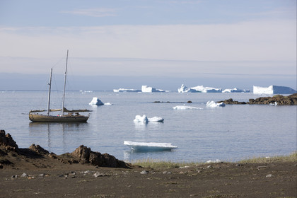 Schooner LA LOUISE sailing on west coast of Greenland.
