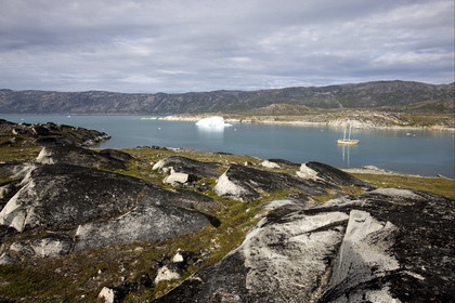 Schooner LA LOUISE sailing on west coast of Greenland.