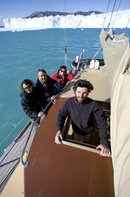 Schooner LA LOUISE sailing on west coast of Greenland.