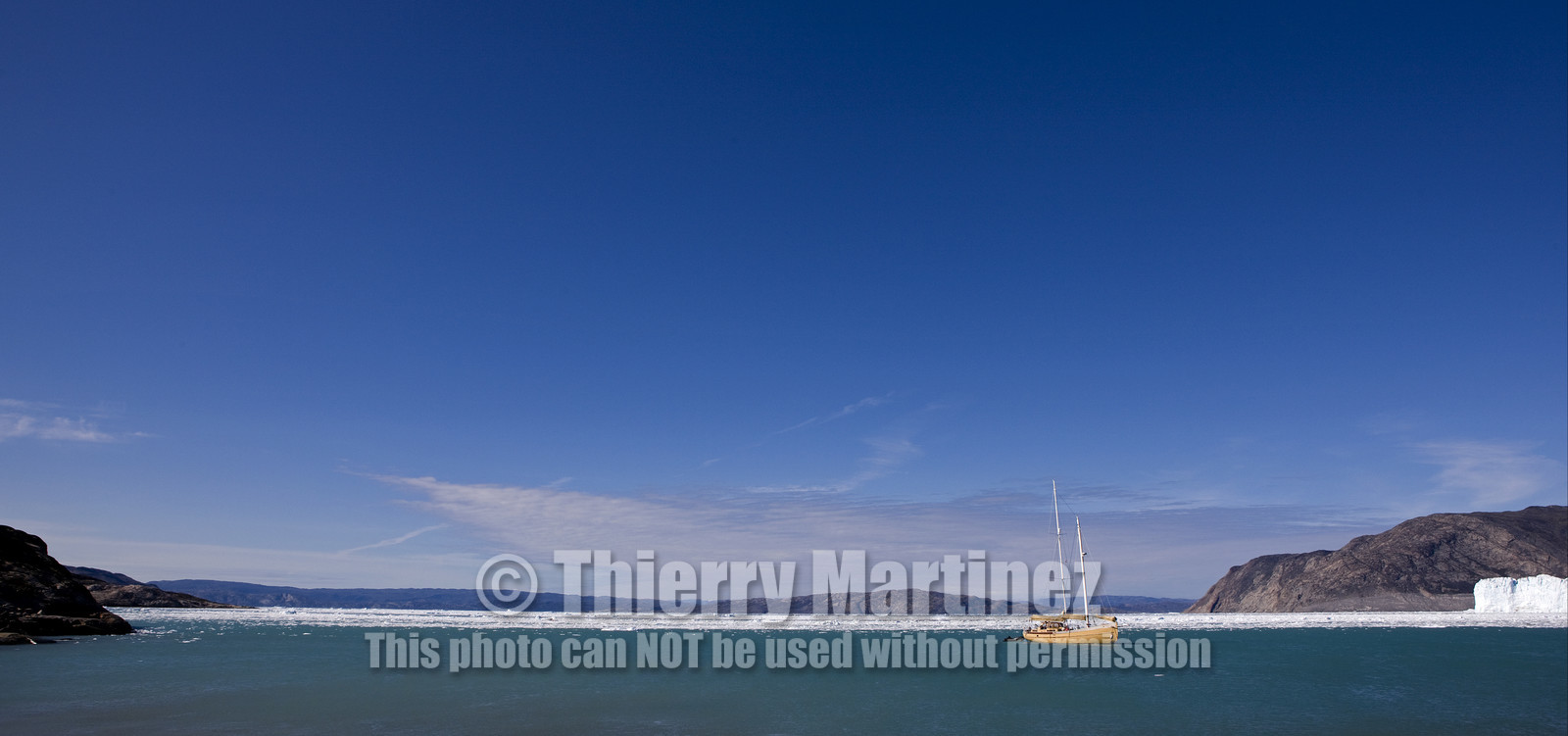 Schooner LA LOUISE sailing on west coast of Greenland.