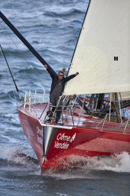 Départ de Jeff Pellet (FRA) sur son bateau COME IN VENDEE POUR UN TOUR DU MONDE;