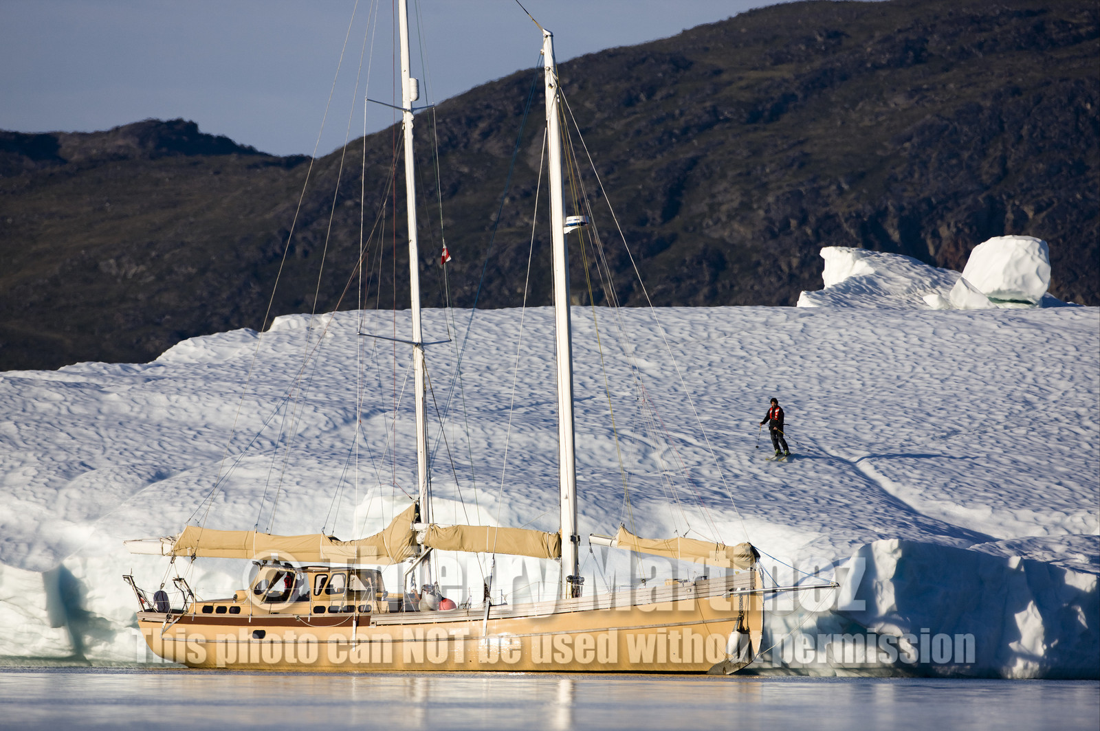 Schooner LA LOUISE sailing on west coast of Greenland.