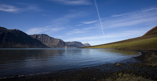 Schooner LA LOUISE sailing on west coast of Greenland.