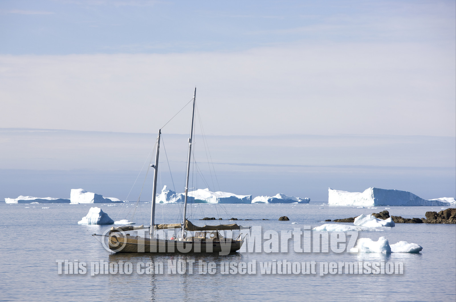 Schooner LA LOUISE sailing on west coast of Greenland.