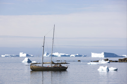 Schooner LA LOUISE sailing on west coast of Greenland.
